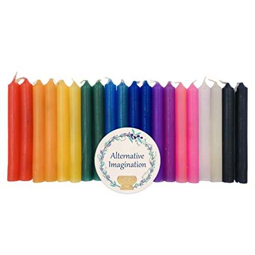 Alternative Imagination Colored Candles, 4 Inch Mini Taper Chime Candles, Great for Birthday Parties, Spells, Witchcraft Supplies, Wiccan Decor, Altar Candles, Unscented Meditation Candles, Box of 20