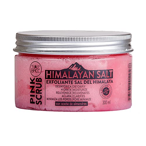 Natural Himalayan Pink Salt Scrub Exfoliator For Face And Body By BACC Beauty And Care - Natural Exfoliant | Anti-aging | Deep Cleansing | Moisturizing | Almond Oil Scent 10 Oz