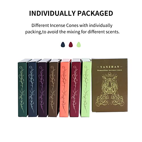 80 Pcs Large Backflow Incense Cones 8 Mixed Natural Scents Sandalwood Rose Green Tea Lavender Osmanthus Jasmine Ocean Apple | Fits All Backflow Incense Burners