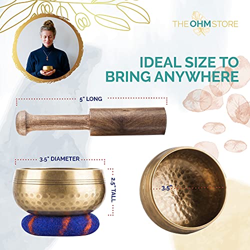 Tibetan Singing Bowl Set by Ohm Store — Meditation Sound Bowl Handcrafted in Nepal for Yoga, Chakra Healing, Mindfulness, and Stress Relief
