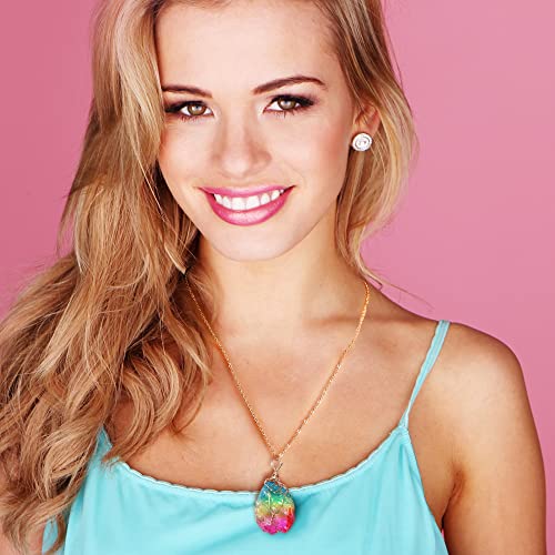 14 Pcs Vintage Crystal Pendant Necklaces for Women Girls Chakra Healing Carnelian Necklace Bohemian Retro Sunflower Necklace Sun and Moon Pendants