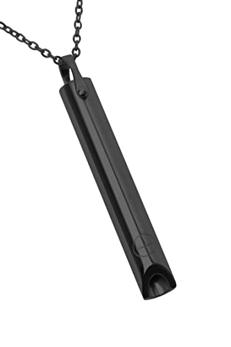 Halsa Stress Relief Mindful Breathing Necklace, Anxiety Necklace, Breathwork Tool for Anxiety Relief, Meditation, Relaxation, Calming Down, Slowing The Breath. 25 Inch Cable Chain. Black.