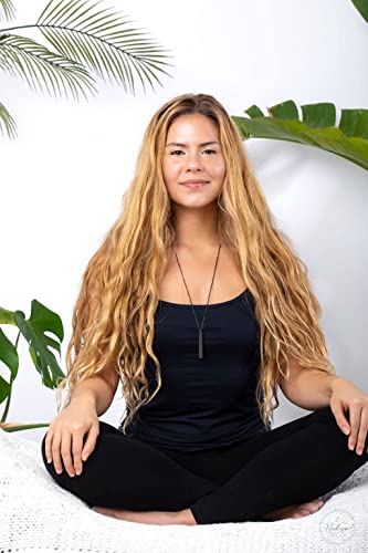 Halsa Stress Relief Mindful Breathing Necklace, Anxiety Necklace, Breathwork Tool for Anxiety Relief, Meditation, Relaxation, Calming Down, Slowing The Breath. 25 Inch Cable Chain. Black.