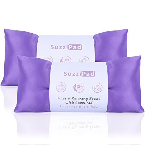 SUZZIPAD Lavender Eye Pillow for Meditation, Yoga & Stress Relief | Weighted Eye Mask for Sleeping, Headache Relief | Hot & Cold Eye Compress | Meditation Accessories with Aromatherapy, Pack of 2
