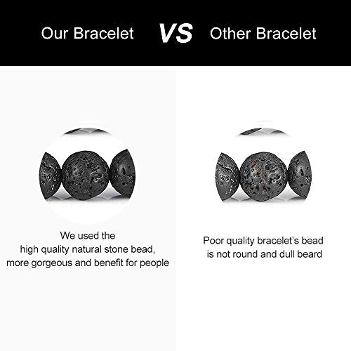 Gifts for Male Coworkers Mens Bracelet - Natural Black Lava Rock Stone Mens Anxiety Bracelets, Adjustable Aromatherapy Essential Oil Diffuser Healing Bracelet Gifts for Men Coworkers Leaving Gifts