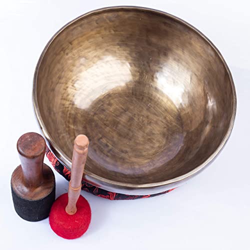 Large Tibetan Singing Bowl Set - 9" Master Healing Grade For Sound Bath Chakra 7 Metal Meditation Yoga By Himalayan Bazaar