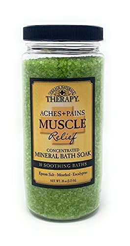 Village Naturals Therapy Mineral Bath Soak Variety Set 3 Pack - Restless Nights, Aches & Pain, Stress & Tension (20oz Jars)