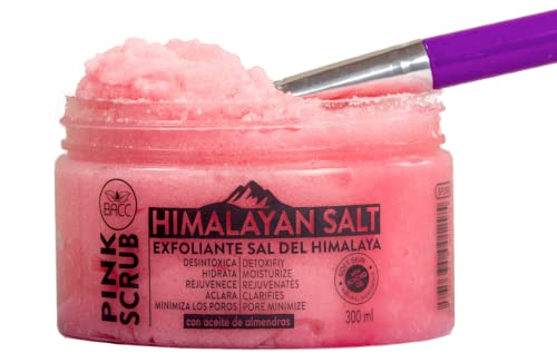 Natural Himalayan Pink Salt Scrub Exfoliator For Face And Body By BACC Beauty And Care - Natural Exfoliant | Anti-aging | Deep Cleansing | Moisturizing | Almond Oil Scent 10 Oz