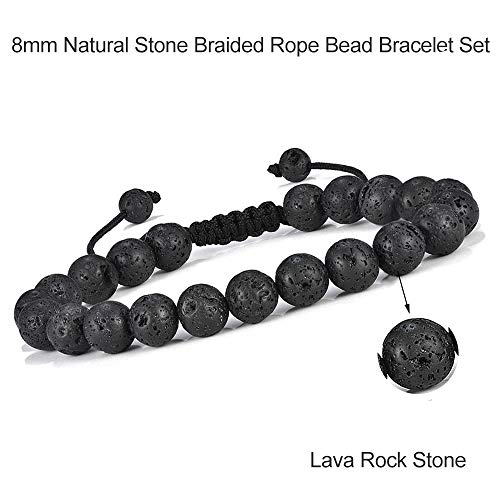 Gifts for Male Coworkers Mens Bracelet - Natural Black Lava Rock Stone Mens Anxiety Bracelets, Adjustable Aromatherapy Essential Oil Diffuser Healing Bracelet Gifts for Men Coworkers Leaving Gifts