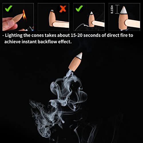 80 Pcs Large Backflow Incense Cones 8 Mixed Natural Scents Sandalwood Rose Green Tea Lavender Osmanthus Jasmine Ocean Apple | Fits All Backflow Incense Burners