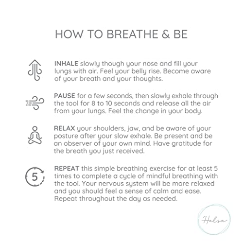 Halsa Stress Relief Mindful Breathing Necklace, Anxiety Necklace, Breathwork Tool for Anxiety Relief, Meditation, Relaxation, Calming Down, Slowing The Breath. 25 Inch Cable Chain. Black.