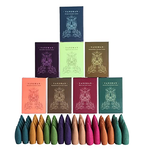 80 Pcs Large Backflow Incense Cones 8 Mixed Natural Scents Sandalwood Rose Green Tea Lavender Osmanthus Jasmine Ocean Apple | Fits All Backflow Incense Burners