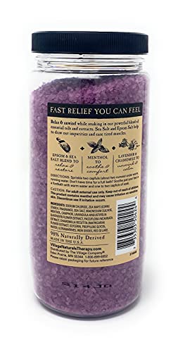 Village Naturals Therapy Mineral Bath Soak Variety Set 3 Pack - Restless Nights, Aches & Pain, Stress & Tension (20oz Jars)