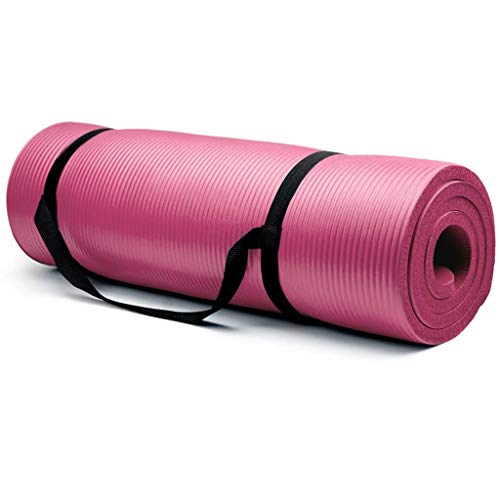 Multifunctional Soft Yoga Mats Waterproof Widened Thickened Fitness Mat Dustproof Beginner Exercise Mat with Easy-Cinch Yoga Mat Carrier Strap,Workout Mat for Yoga Pilates Floor Exercises (Hot Pink)