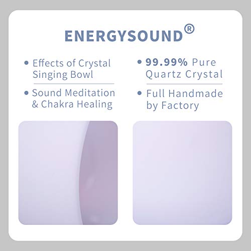 ENERGYSOUND 432Hz Perfect Pitch F Note Heart Chakra Frosted Quartz Crystal Singing Bowl 8 inch + carrier + Rubber mallet