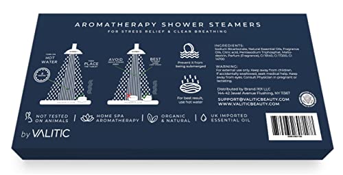 Valitic Aromatherapy Shower Steamers for Stress Relief and Relaxation - Gifts for Women Mom Birthday 8 Natural Essential Fizzies Shower Bombs - 4 Scents - Lavender, Eucalyptus, Citrus, and Peppermint