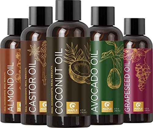 Pure Carrier Oils for Essential Oils - DIY Skin Care Set with Hair Oils Skin Oils for Body Care Moisturizers for Face and Body plus Nail Care - Anti Aging Skin Care DIY Beauty Products Carrier Oil Set