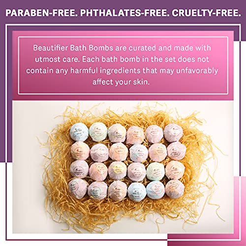 Beautifier Life Moisturizer Bath Bombs Gift Set (Set of 24) Natural Refreshing Bubble Bath Kit with Relaxing Scents Made from Essential Oils for Bubble and Spa Bath – Ideal for Dry Skin Moisturize