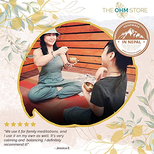 Tibetan Singing Bowl Set by Ohm Store — Meditation Sound Bowl Handcrafted in Nepal for Yoga, Chakra Healing, Mindfulness, and Stress Relief