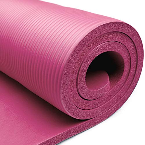 Multifunctional Soft Yoga Mats Waterproof Widened Thickened Fitness Mat Dustproof Beginner Exercise Mat with Easy-Cinch Yoga Mat Carrier Strap,Workout Mat for Yoga Pilates Floor Exercises (Hot Pink)
