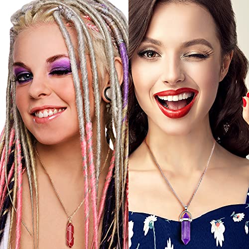 14 Pcs Vintage Crystal Pendant Necklaces for Women Girls Chakra Healing Carnelian Necklace Bohemian Retro Sunflower Necklace Sun and Moon Pendants