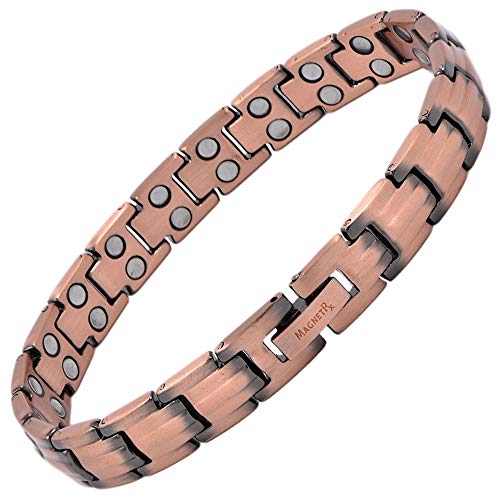 MagnetRX® Women’s Pure Copper Magnetic Bracelet - Ultra Strength Magnetic Therapy Copper Bracelet for Arthritis Pain Relief & Carpal Tunnel - Adjustable Length with Sizing Tool