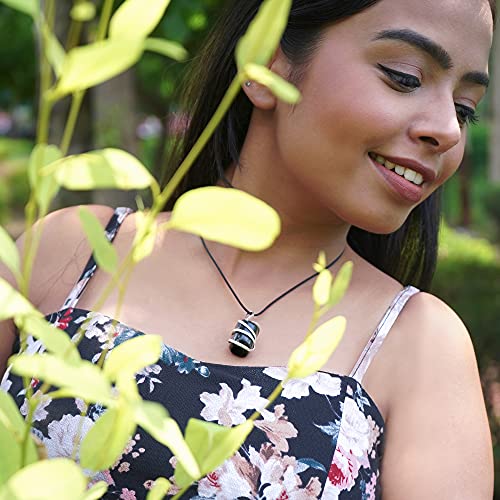 AYANA Raw Black Tourmaline Crystal Healing Pendant Necklace | Aid Soothe Mind Emotions, Protection Negative Energy Cleanser Natural Stress, Increase Self-Confidence | Handmade with Ethically Sourced Raw Natural Pure Gemstone