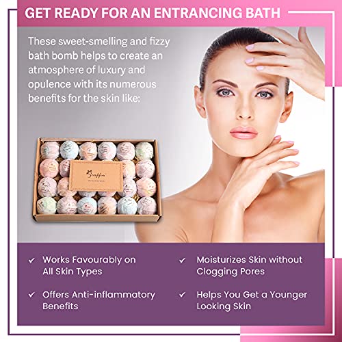 Beautifier Life Moisturizer Bath Bombs Gift Set (Set of 24) Natural Refreshing Bubble Bath Kit with Relaxing Scents Made from Essential Oils for Bubble and Spa Bath – Ideal for Dry Skin Moisturize