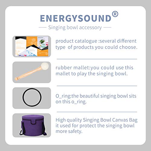 ENERGYSOUND 432Hz Perfect Pitch F Note Heart Chakra Frosted Quartz Crystal Singing Bowl 8 inch + carrier + Rubber mallet