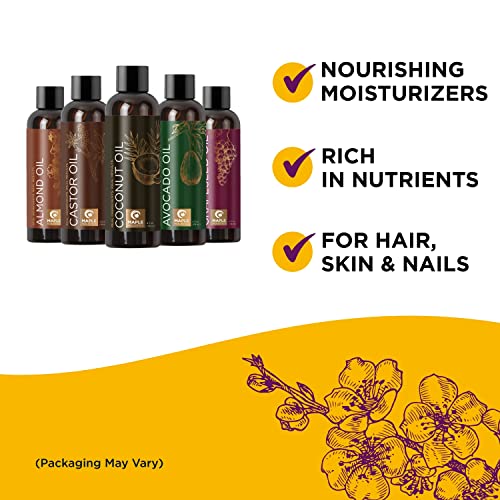 Pure Carrier Oils for Essential Oils - DIY Skin Care Set with Hair Oils Skin Oils for Body Care Moisturizers for Face and Body plus Nail Care - Anti Aging Skin Care DIY Beauty Products Carrier Oil Set