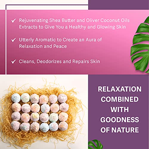 Beautifier Life Moisturizer Bath Bombs Gift Set (Set of 24) Natural Refreshing Bubble Bath Kit with Relaxing Scents Made from Essential Oils for Bubble and Spa Bath – Ideal for Dry Skin Moisturize
