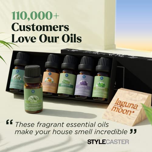 Essential Oils Set - Top 6 Organic Blends for Diffusers, Home Care, Candle Making, Fragrance, Aromatherapy, Humidifiers, Gifts - Peppermint, Tea Tree, Lavender, Eucalyptus, Lemongrass, Orange (10mL)