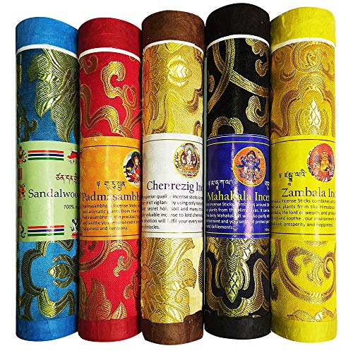Tibetan Incense Sticks ~ Spiritual Healing Hand Rolled Assorted Incense Made from Organic Himalayan Herbs ~ Aromatherapy Incense for Pressure Relief, and Zen Meditation (Assorted)
