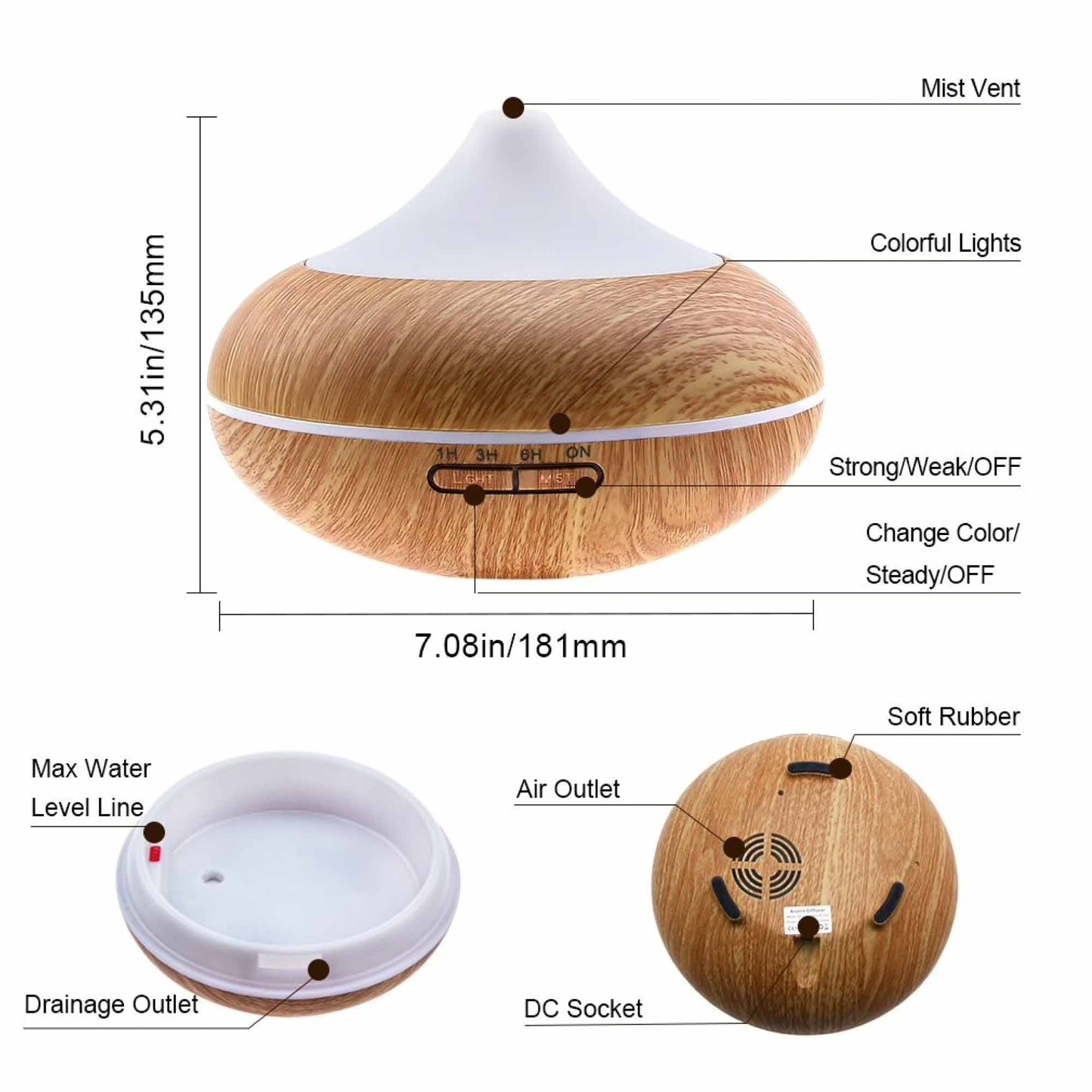 500ml Essential Oil Aroma Oils Diffuser | Electric Aromatherapy Mist Humidifier