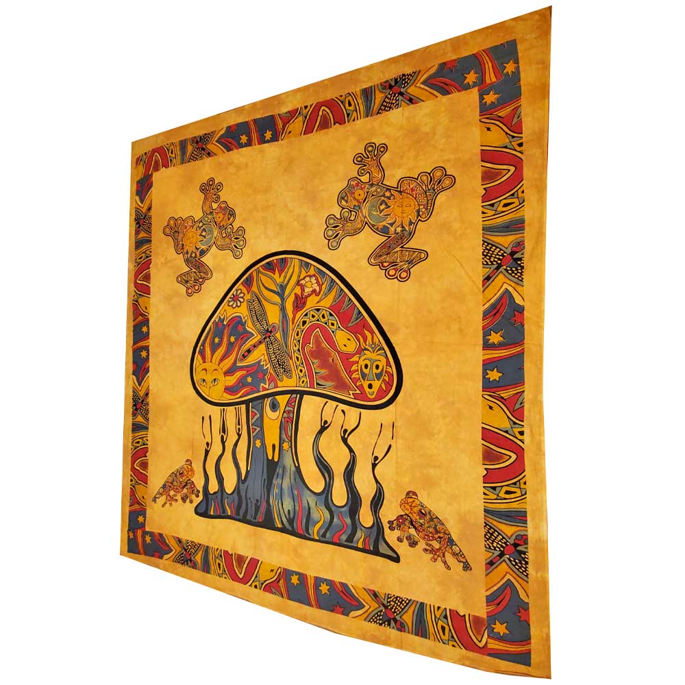 Psychedelic Mushroom Garden Tapestry
